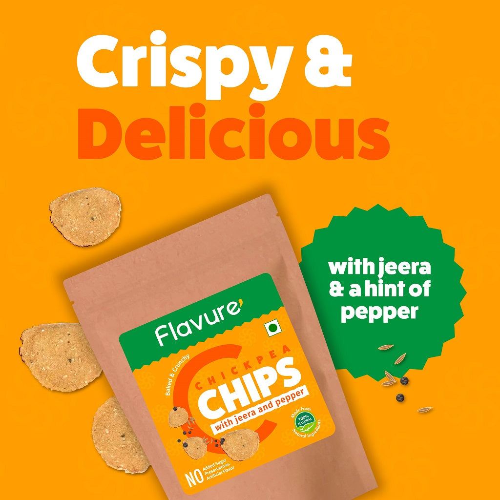Flavure Baked Chickpea Chips with Jeera and Pepper Flavure