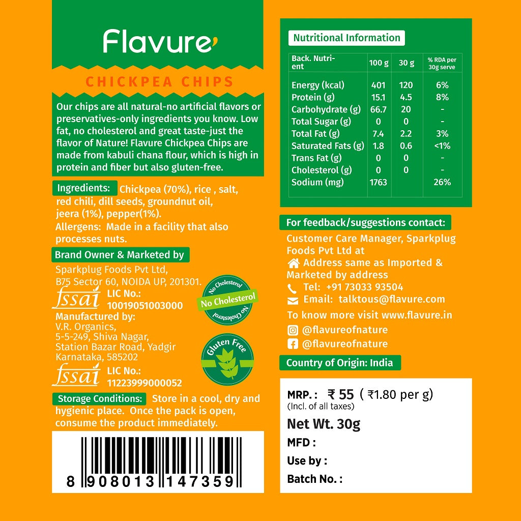 Flavure Baked Chickpea Chips with Jeera and Pepper Flavure