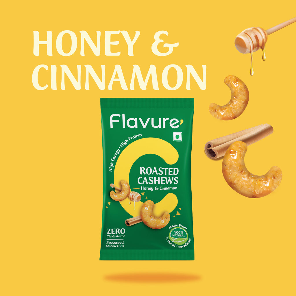 honey and cinnamon flavoured roasted cashews