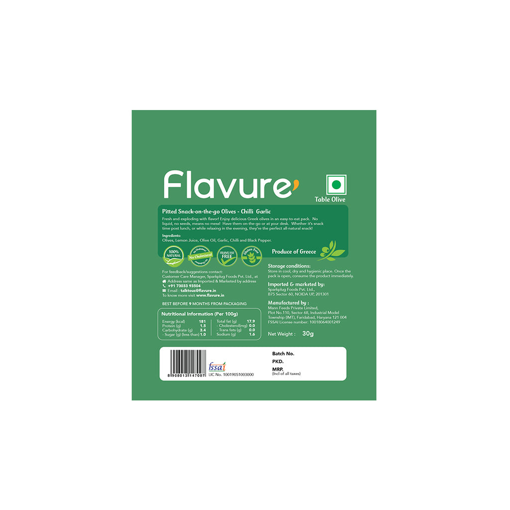  chilli garlic flavoured pitted olives