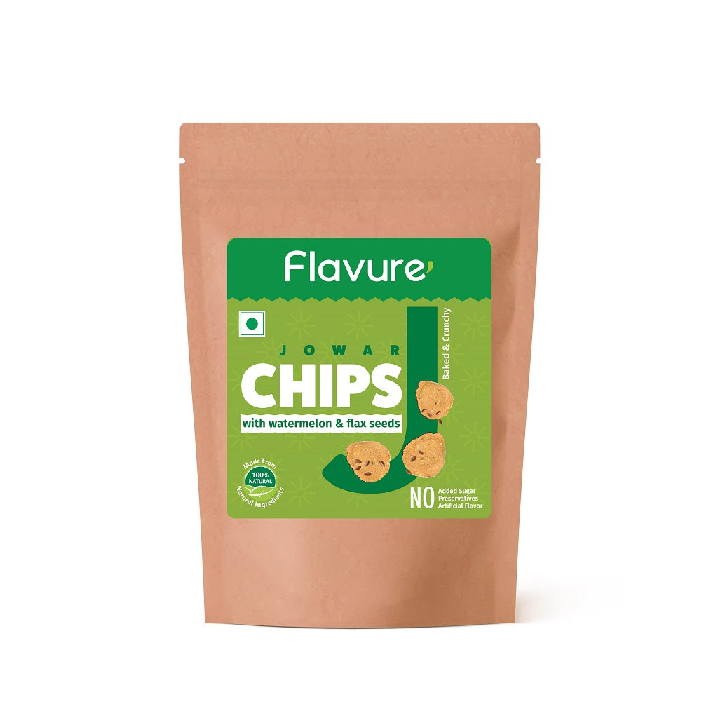 Flavure Baked Jowar Chips with Watermelon and Flax Seeds