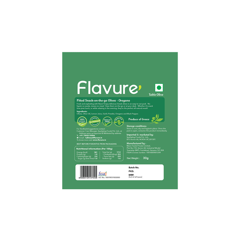 oregano flavoured pitted olives